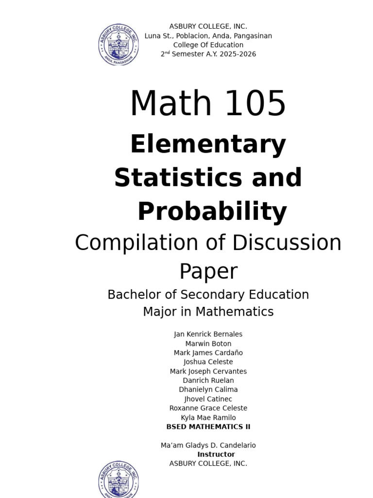 Math 105-Elementary_Statistics_Discussion_Paper | PDF | Statistics ...
