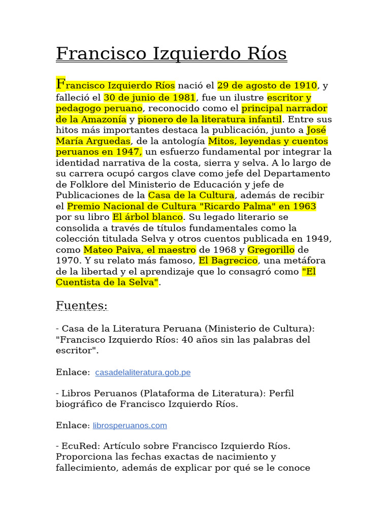 Francisco Izquierdo Ríos | PDF | Cuentos | Perú