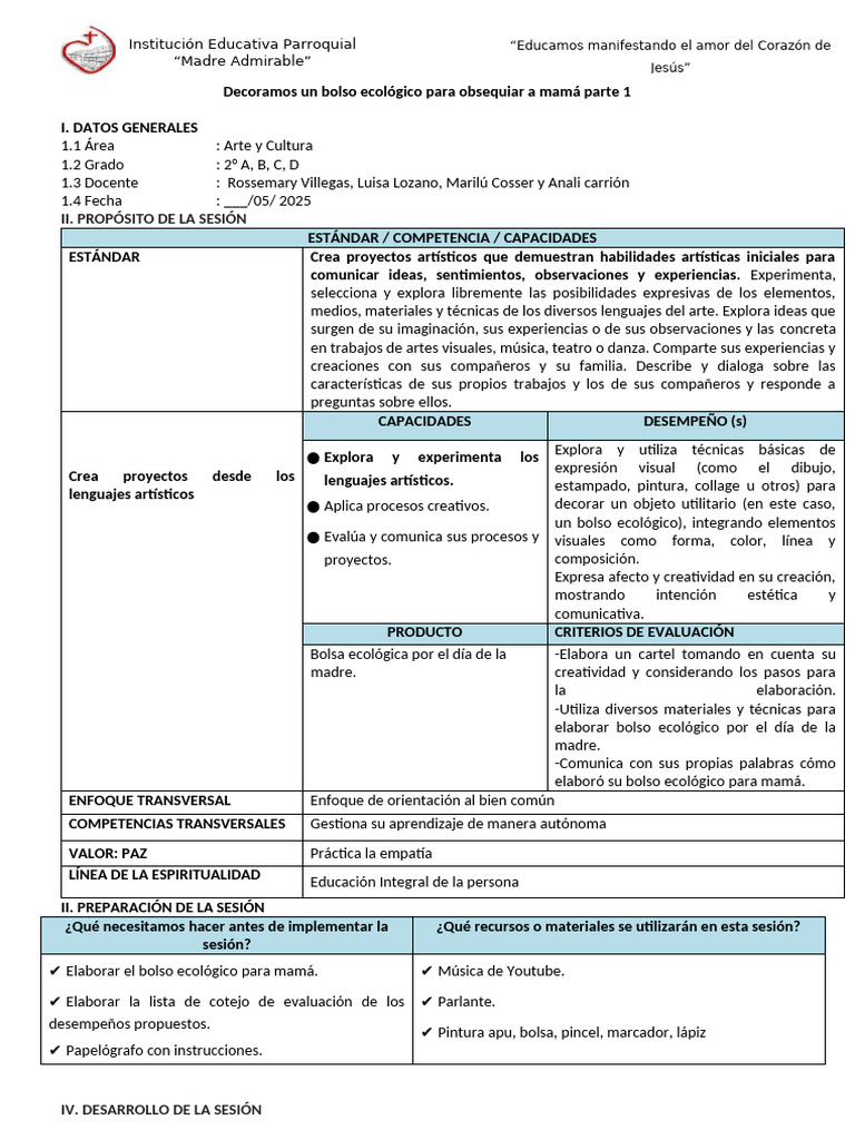 2°_ARTE Y CULTURA _ Decoramos un bolso ecológico para obsequiar a mamá ...