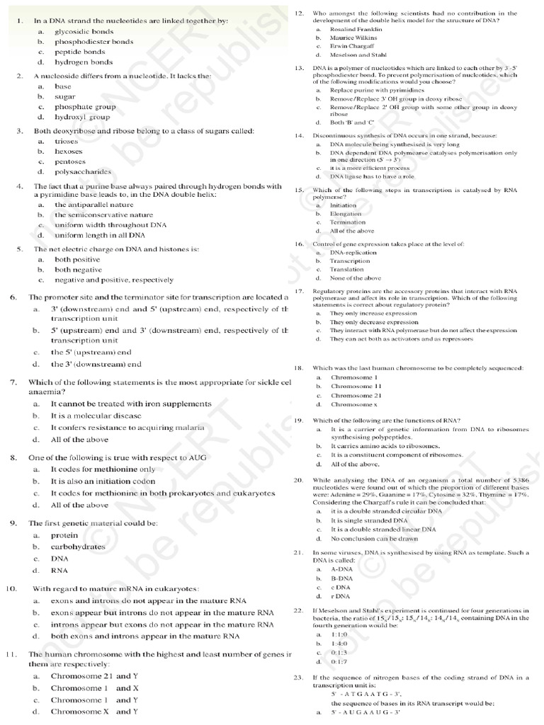 Molecular Basis of Inheritance Worksheet V.B | PDF | Translation ...