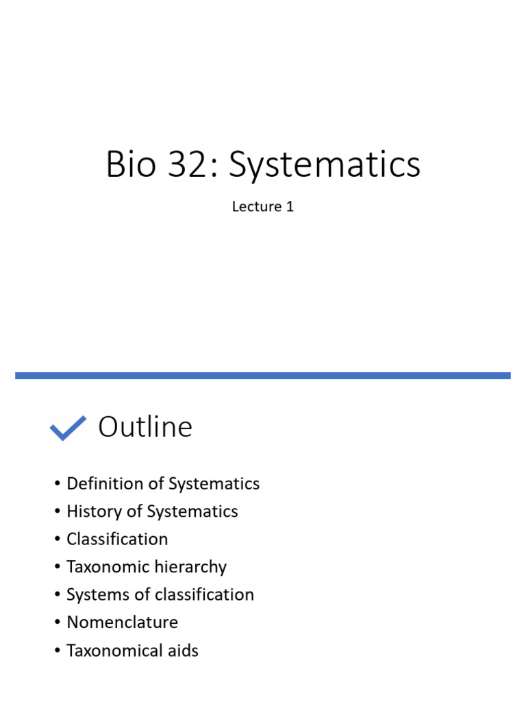 Bio 32 - Systematics - Lec 1 - Introduction | PDF | Taxonomy (Biology ...