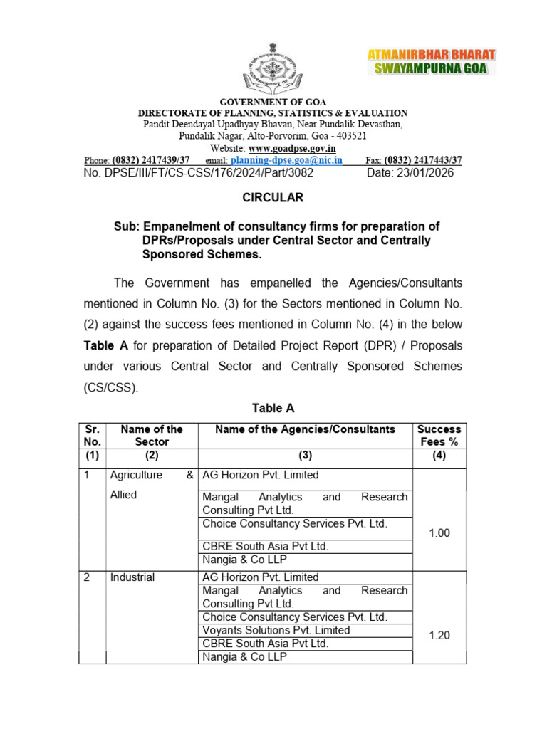 DPSE Circular 2026 CS & CSS Consultancy Firms for DPRs | PDF