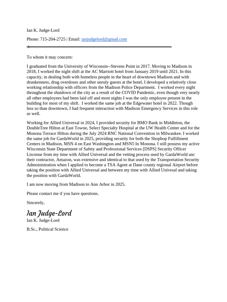 Michigan Cover Letter | PDF
