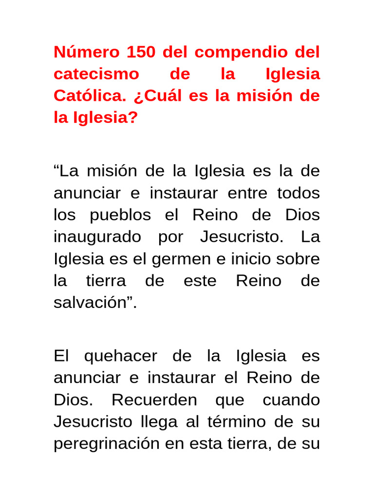 Número 150 Del Compendio Del Catecismo de La Iglesia Católica | PDF ...