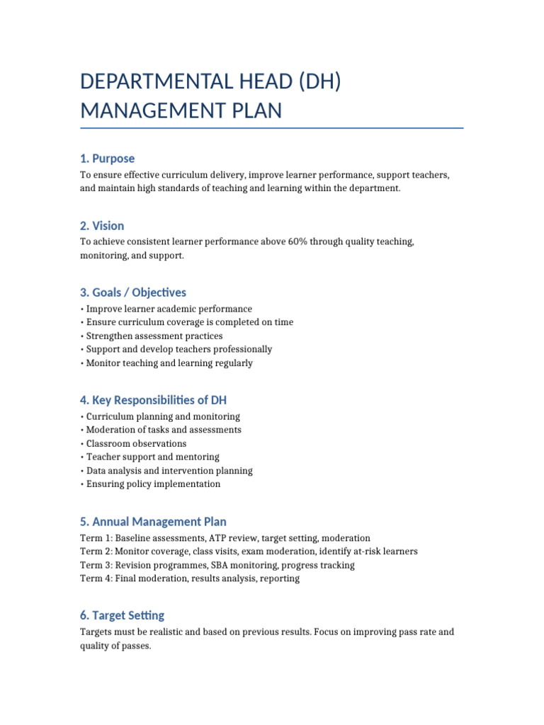 DH Management Plan | PDF