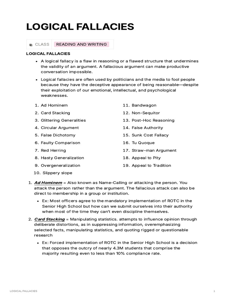 Logical Fallacies | PDF