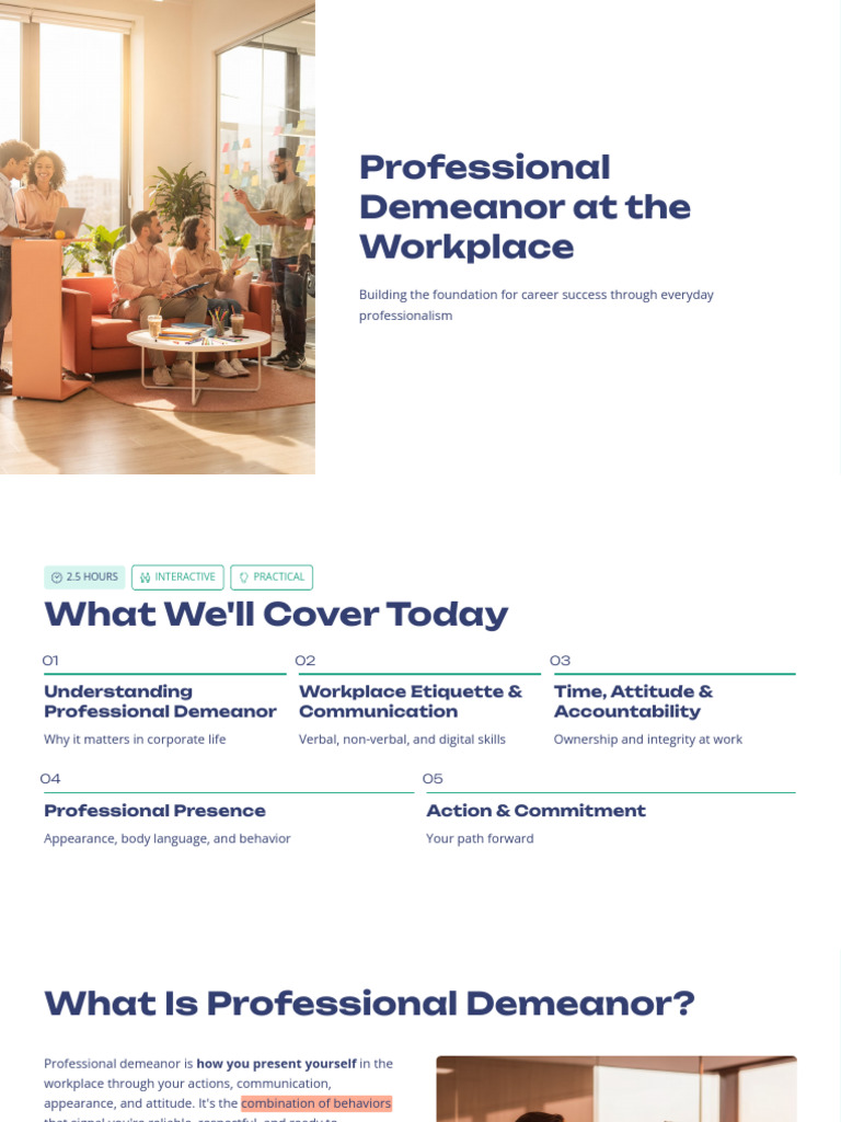 Professional Demeanor at the Workplace | PDF | Nonverbal Communication ...