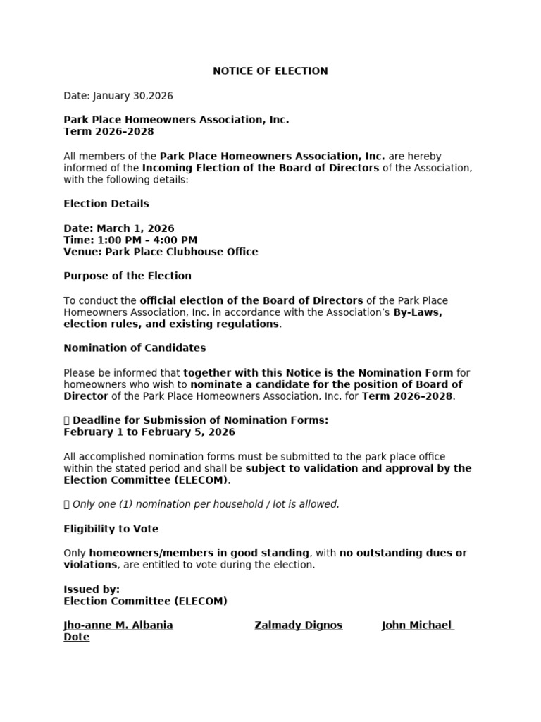 Notice of Election | PDF
