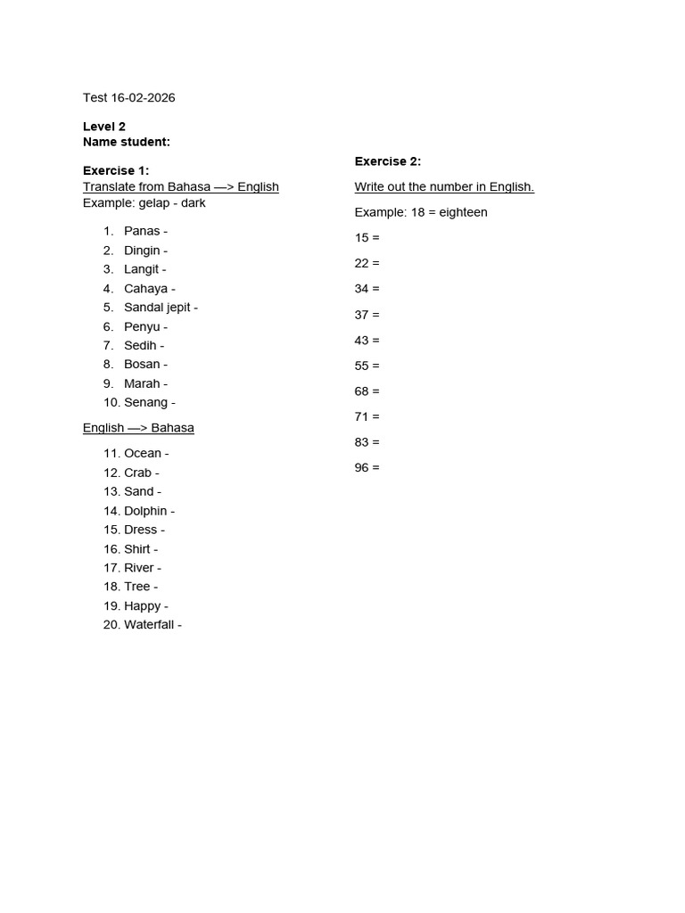 Test Level 2 (16-2-26) | PDF