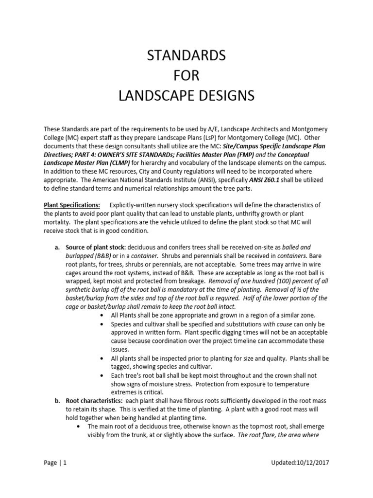 Landscape Design Standards | PDF | Soil | Root