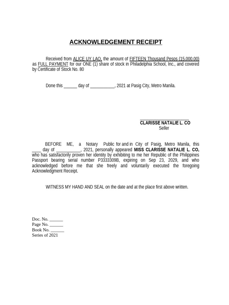 Acknowledgement For Notary | PDF