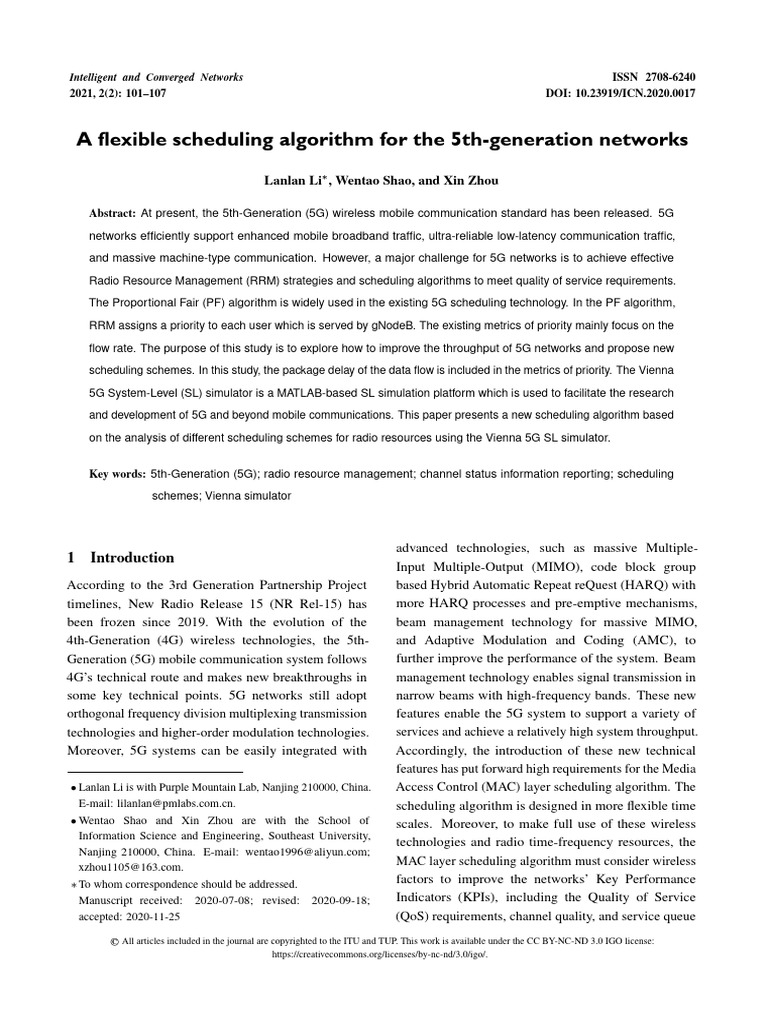 A flexible scheduling algorithm for the 5th-generation networks | PDF