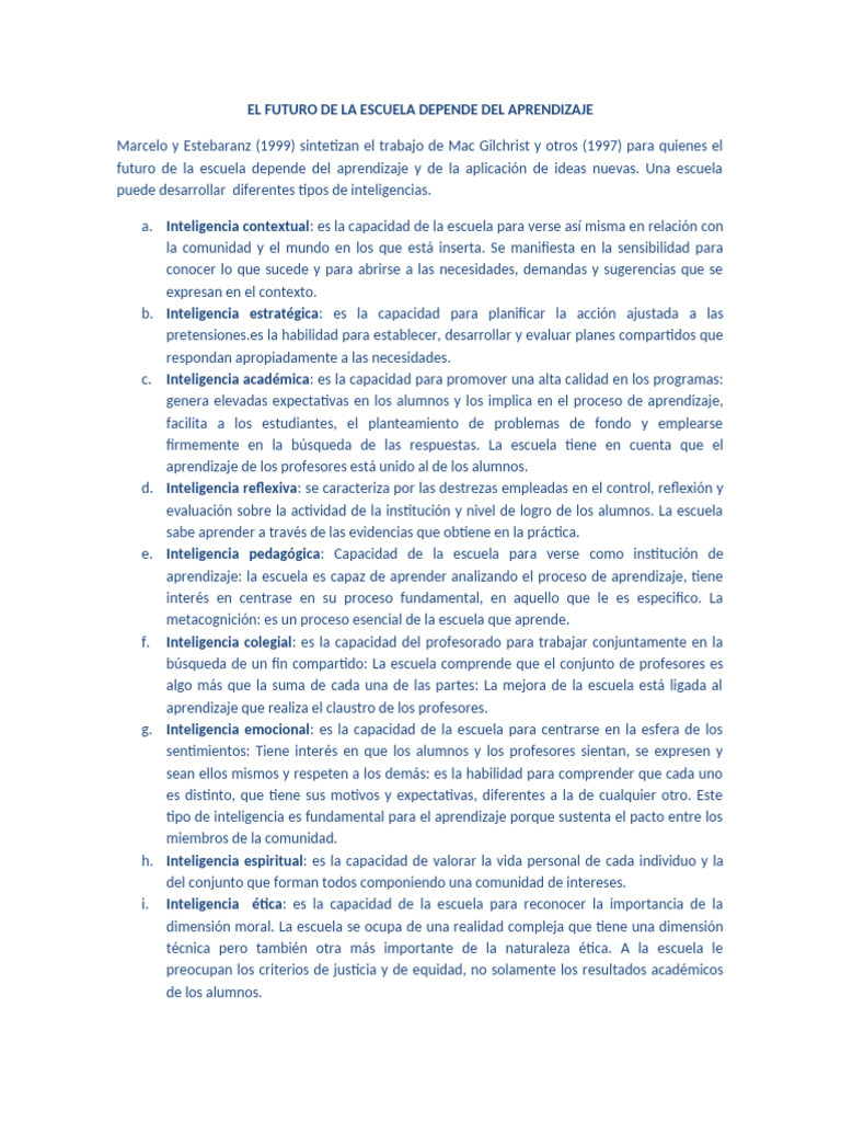9- El Futuro de La Escuela Depende Del Aprendizaje[1] | PDF ...
