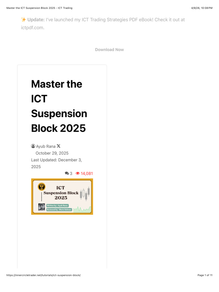 Master the ICT Suspension Block 2025 - ICT Trading | PDF | Market Trend ...