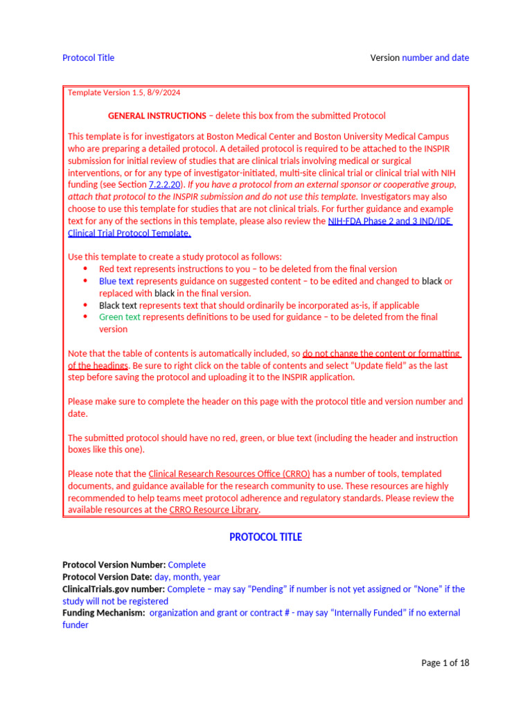 Protocol Template | PDF | Statistics | Clinical Trial