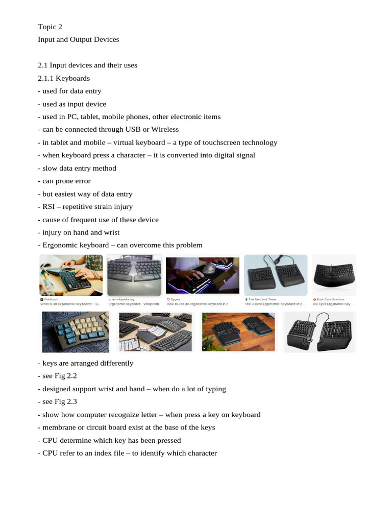 Topic 2 Input and Output Devices | PDF