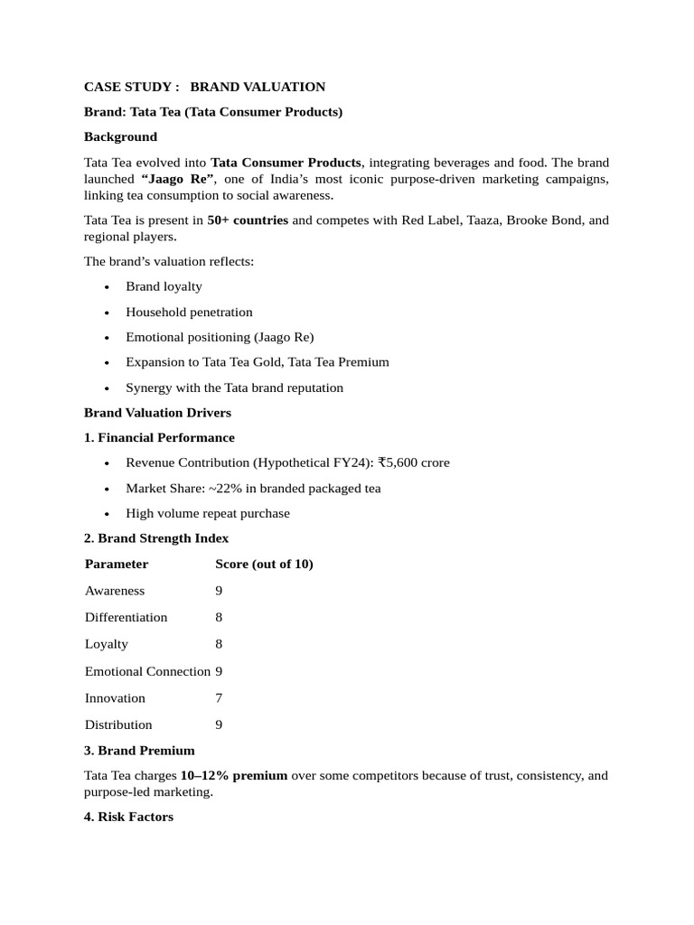 Brand Valuation Case Study | PDF