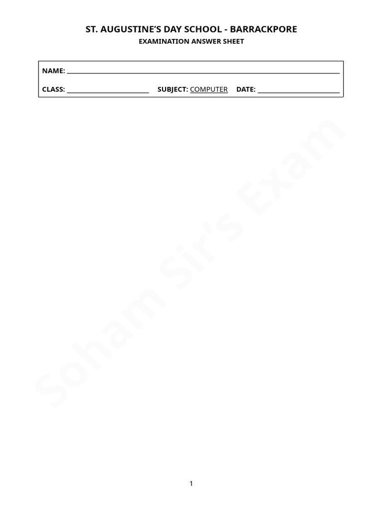 Full Answer Sheet | PDF
