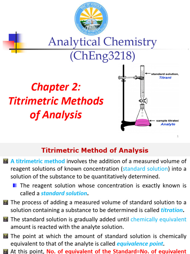 Chapter 3. Titrimetric Method of Analysis | PDF | Ligand | Chemistry