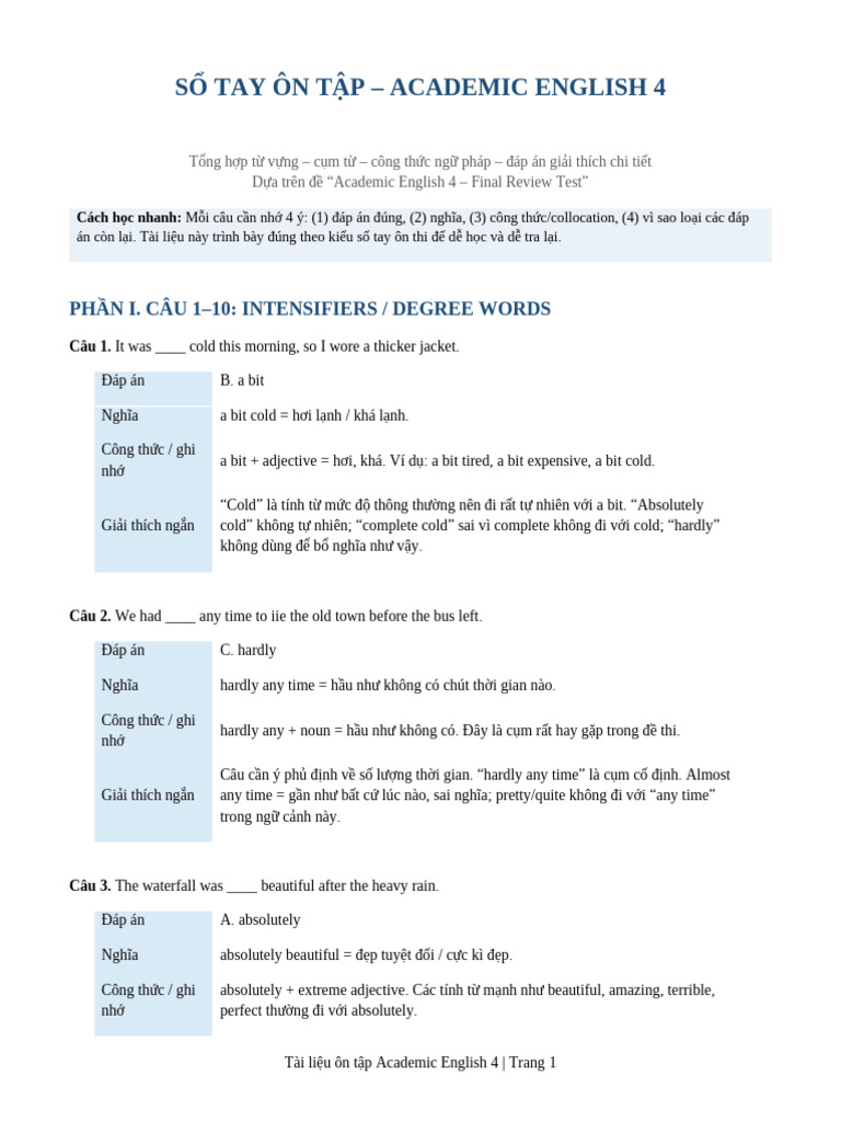 So Tay on Tap Academic English 4 | PDF