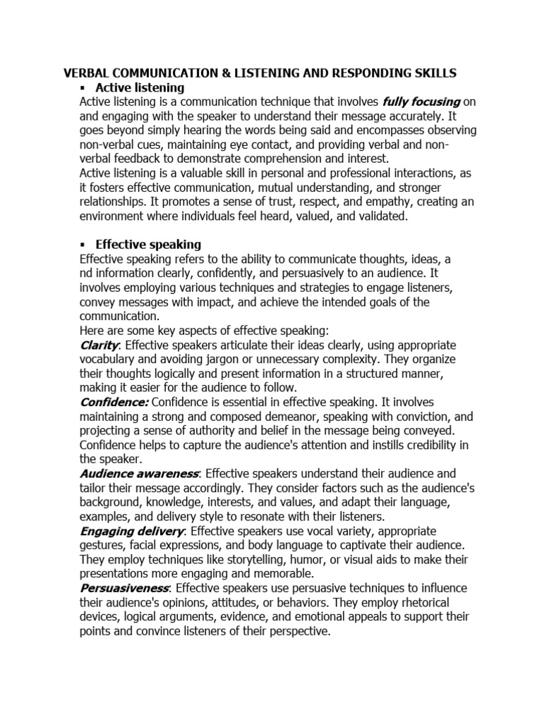 Verbal Communication | PDF | Body Language | Communication