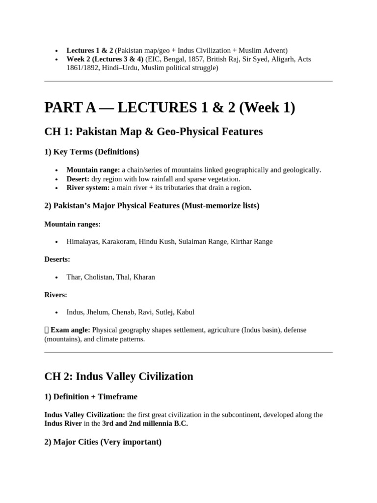 Lec 1-4 notes | PDF | Indus River
