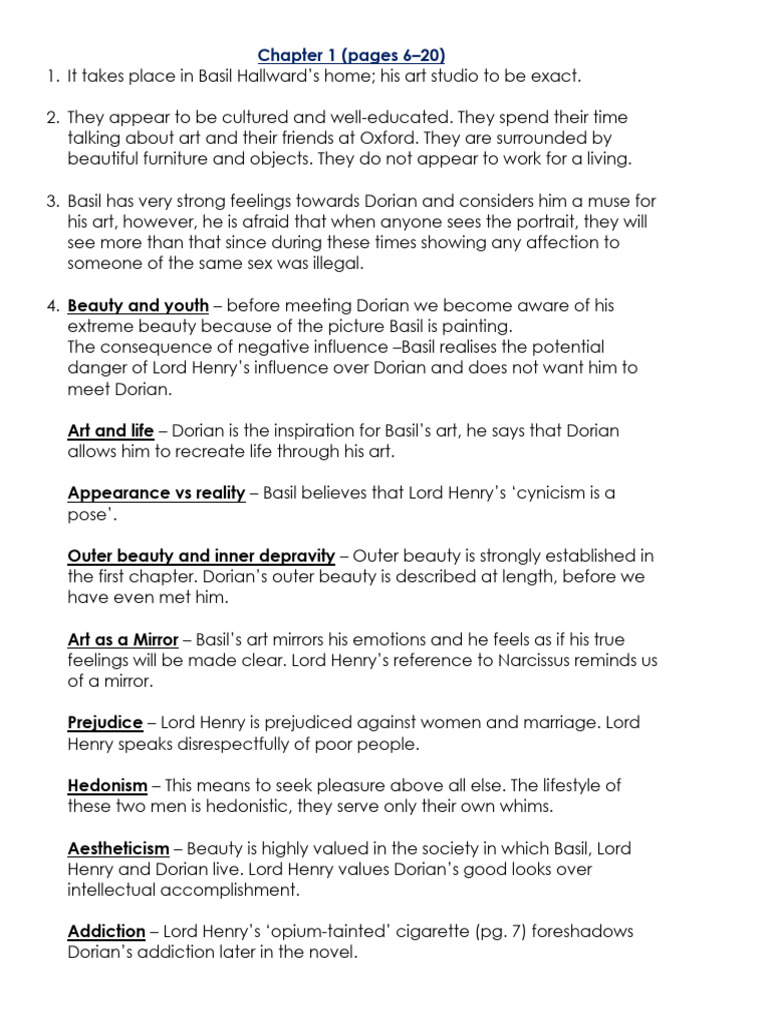 Dorian Gray Answer Charts | PDF | The Picture Of Dorian Gray | Hedonism