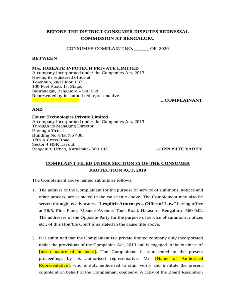 Consumer Complaint - V2 | PDF | Affidavit | Justice