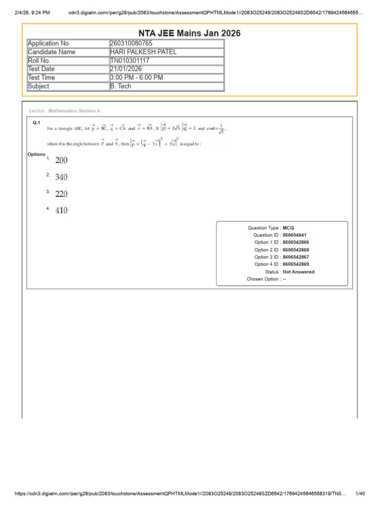 JEE Response Sheet | PDF | Multiple Choice | Data Collection