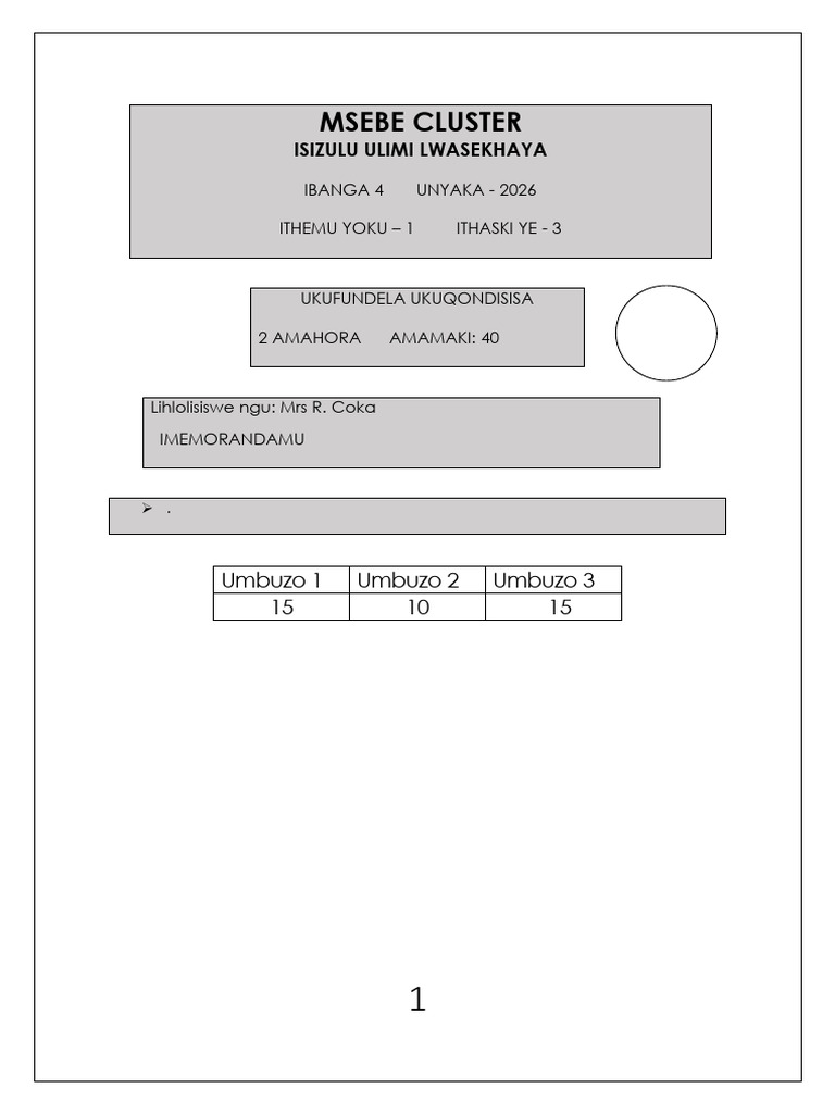 Grade 4 Test Memo | PDF | Chess Theory | Chess