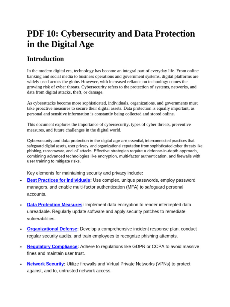 Cyber Security and Data Protection | PDF | Computer Security | Security
