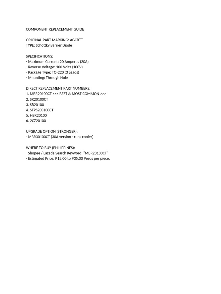 2 Parts Replacement List | PDF