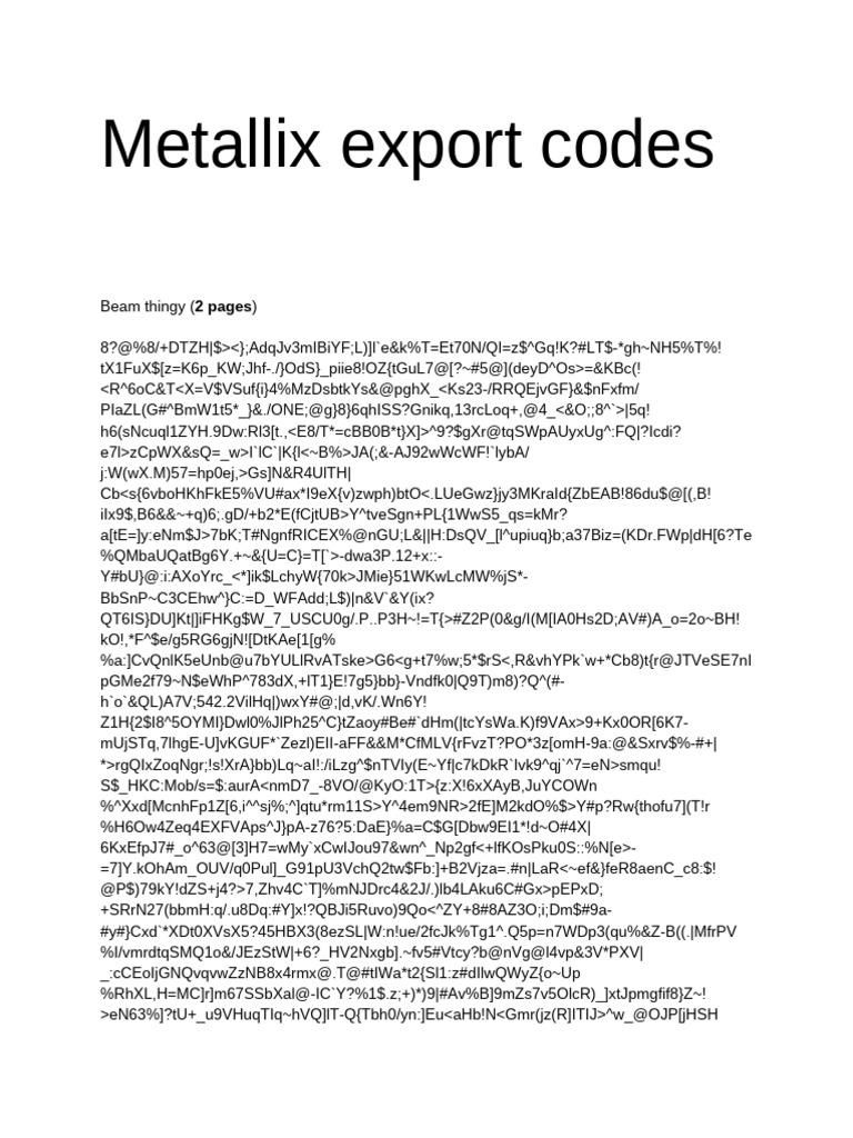 Metallix Export Codes | PDF