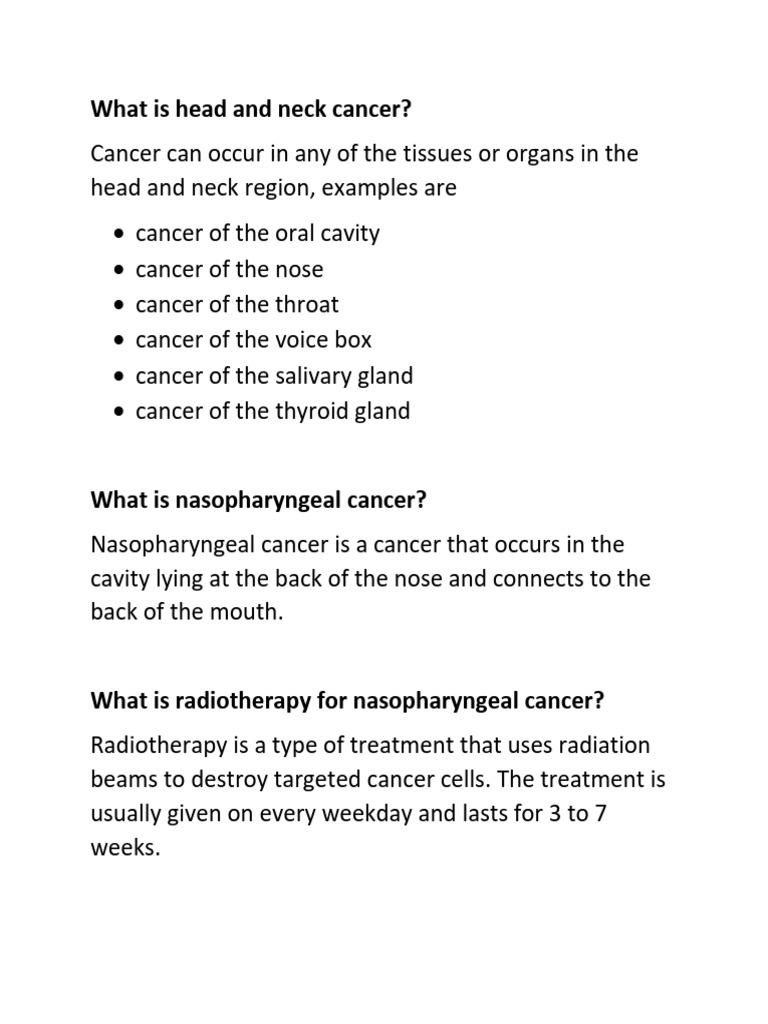 What is Head and Neck Cancer | PDF | Head And Neck Cancer | Radiation ...