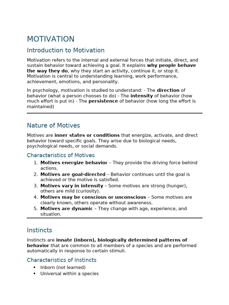Motivation – Elaborated Lecture Notes | PDF | Motivational | Motivation