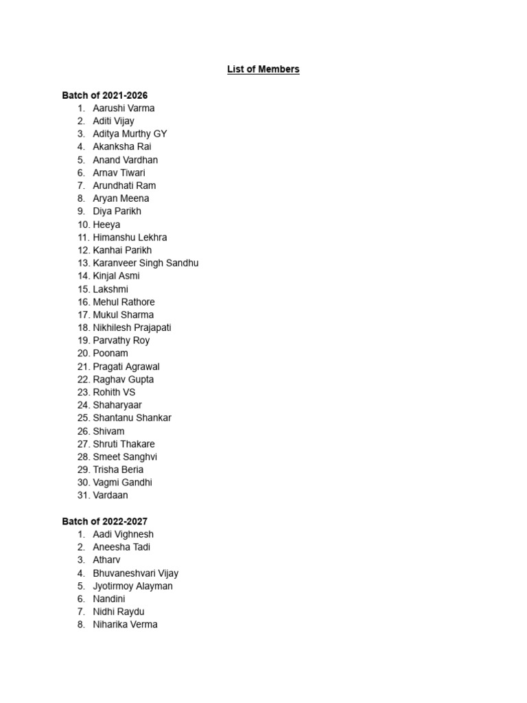 SAC List of Members - 2025-26 | PDF