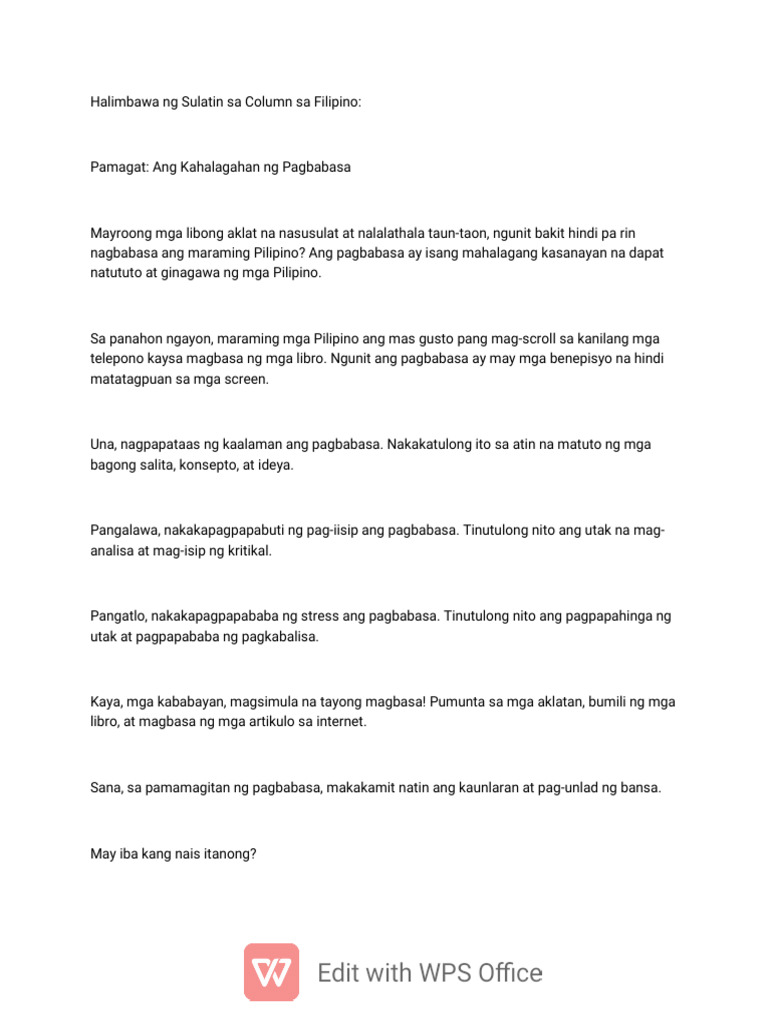 Column Writing Sample | PDF