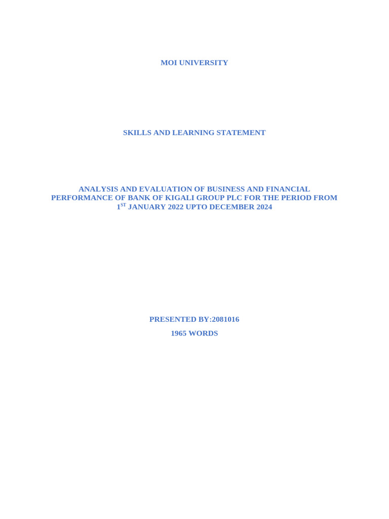 Skills and Learning Statement | PDF | Communication | Financial Analyst