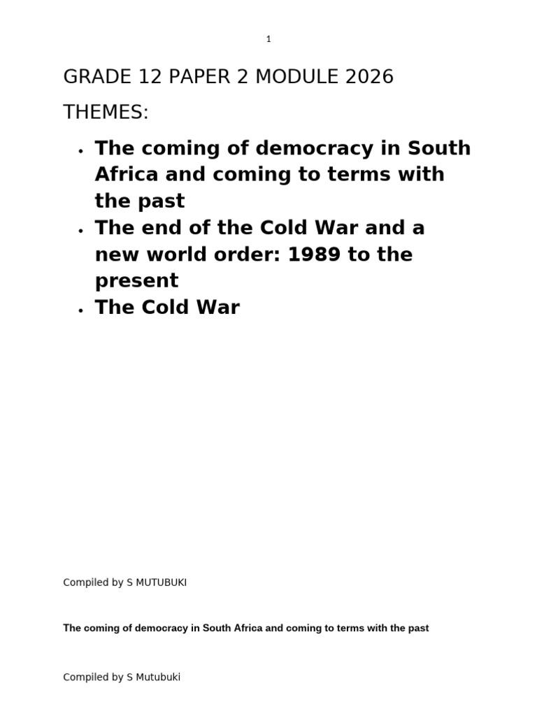 Grade 12 Paper 2 Module 2026 | PDF | Apartheid | Nelson Mandela