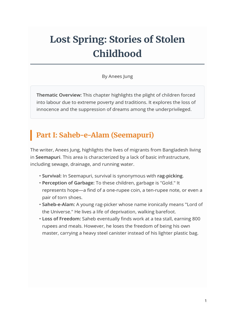 Lost Spring Study Notes | PDF