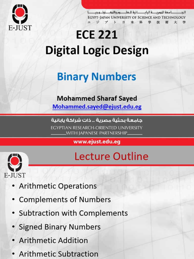 ECE 221 Lecture 2 - Binary Numbers | PDF | Subtraction | Elementary ...