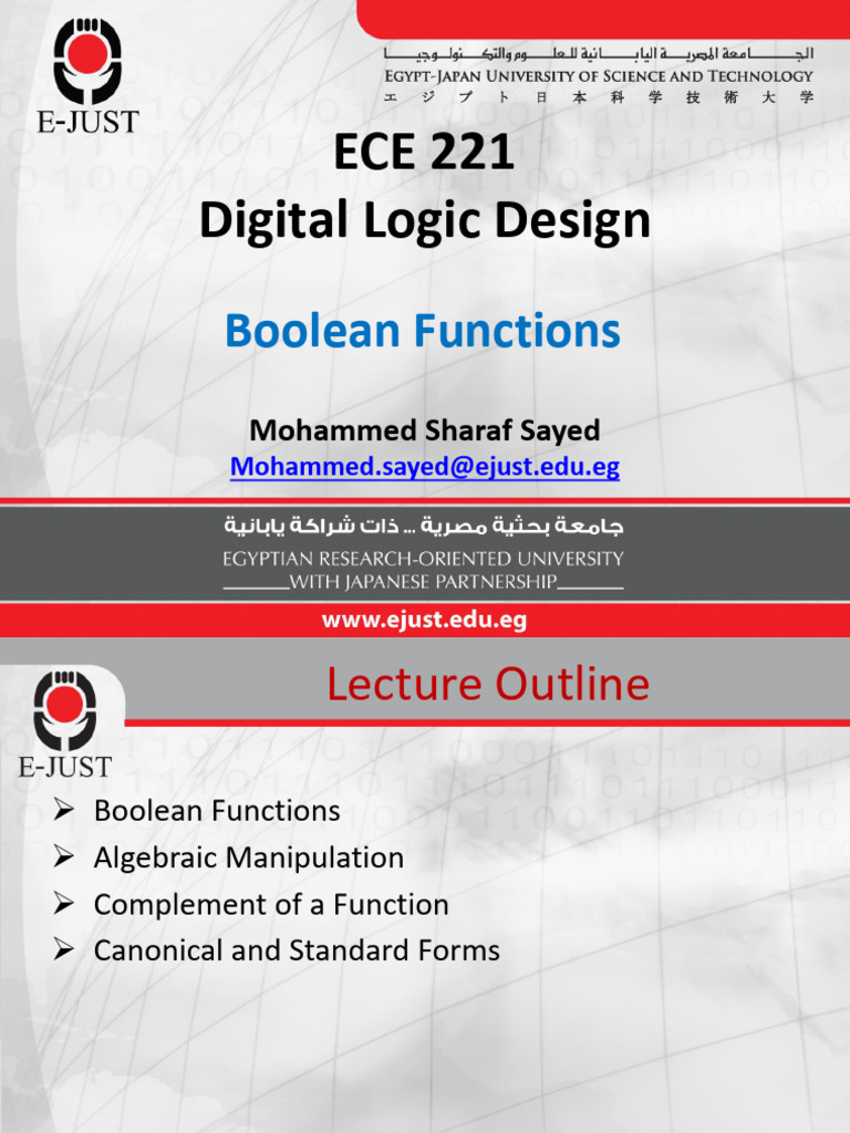 ECE 221 Lecture 5 - Boolean Functions | PDF | Boolean Algebra ...