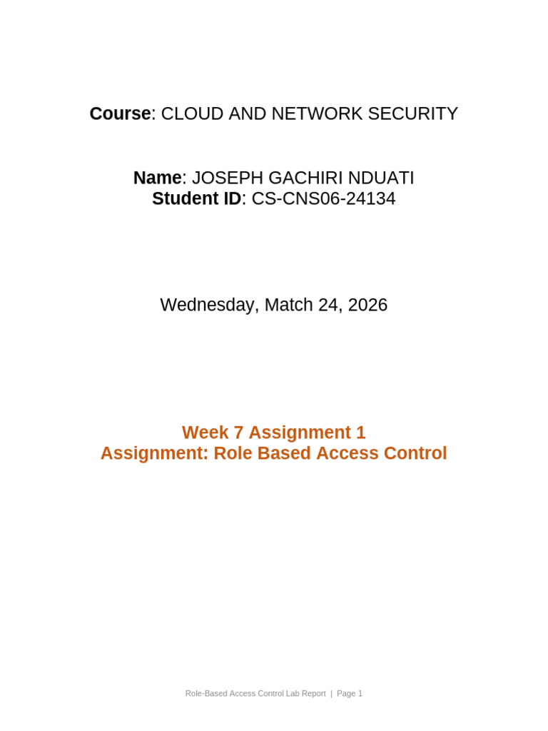 Role Based Access Control Assignment | PDF | Microsoft Azure | Software ...
