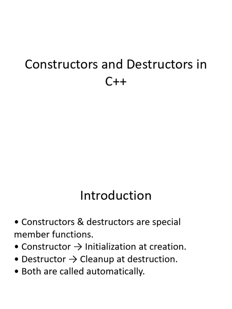 Constructors Destructors CPP 2 | PDF | Constructor (Object Oriented ...