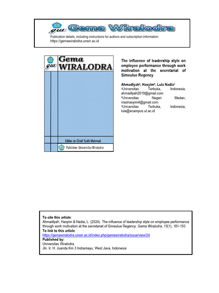 The Influence of Leadership Style on Employee Perf | PDF