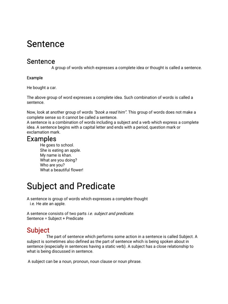 Sentence and Its Kinds | PDF