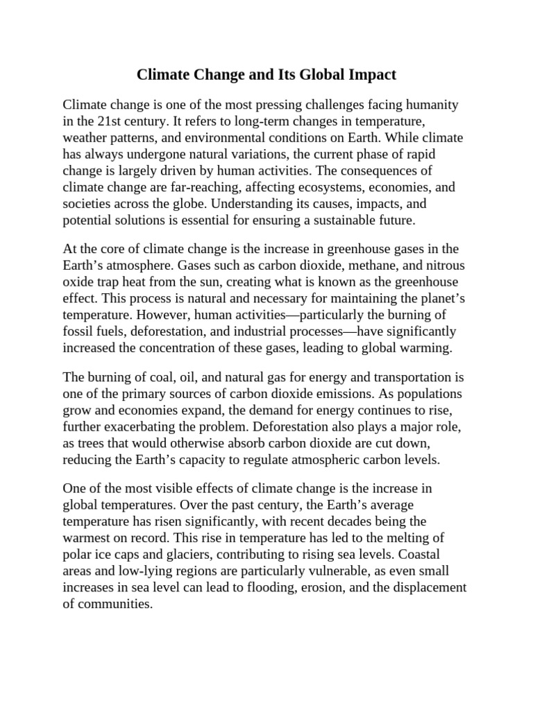 Climate Change and Its Global Impact | PDF | Climate Change | Climate ...