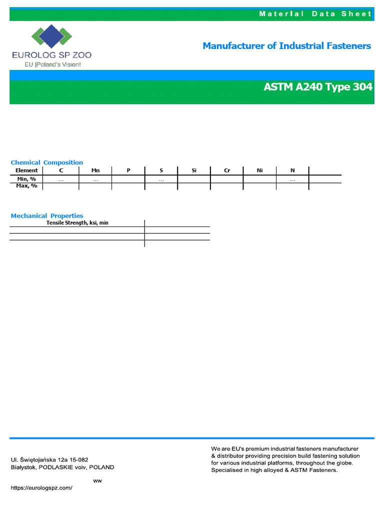 Astm A240 Type 304 | PDF