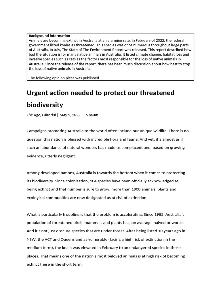 Practice Exam ICTAP Section | PDF | Extinction | Biodiversity