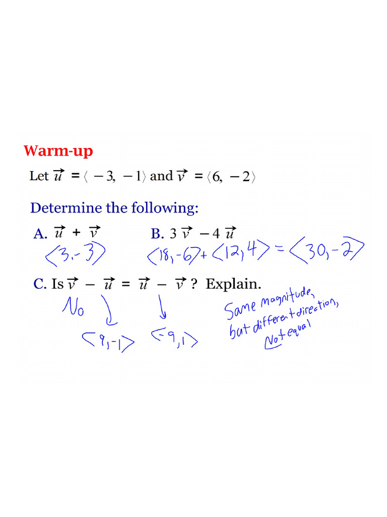 Day 3 KEY - Unit Vectors and Direction Angles | PDF